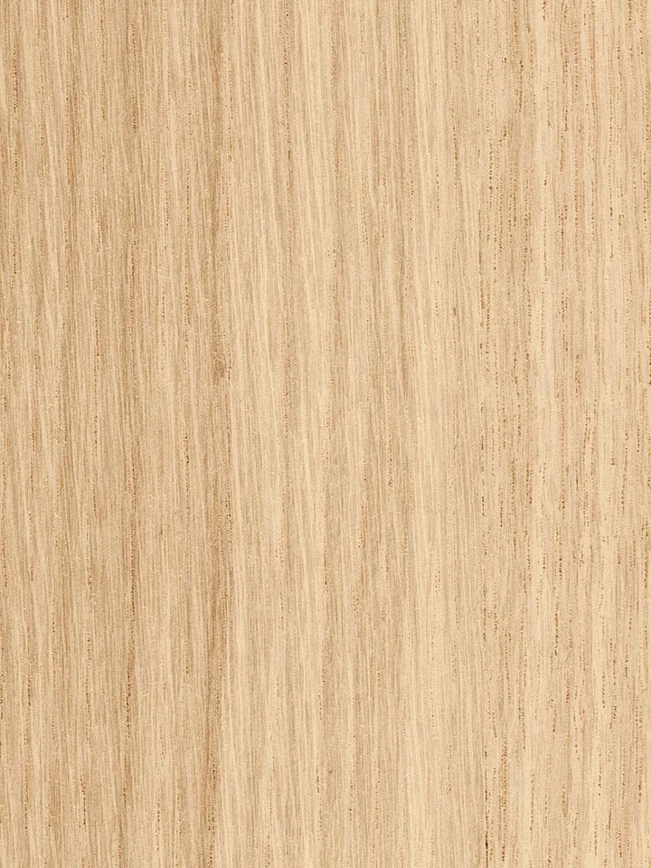 Close-up of natural oak veneer with fine vertical grain
